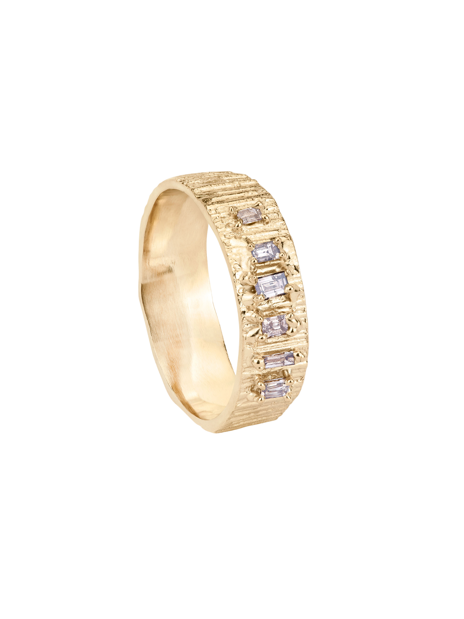 Bark 6mm gold with baguette diamonds